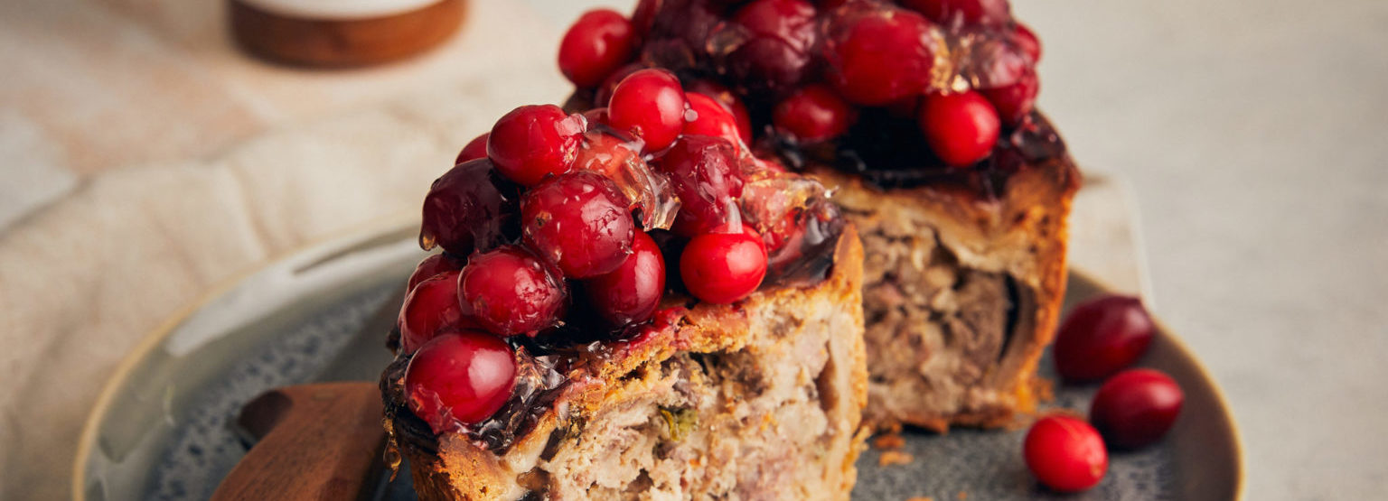 Sliced wild game pie