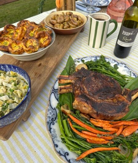 Rib of beef with red wine jus recipe.