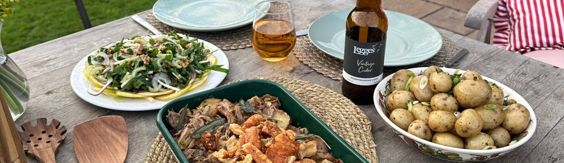 Slow roast pork shoulder with apple and cider gravy