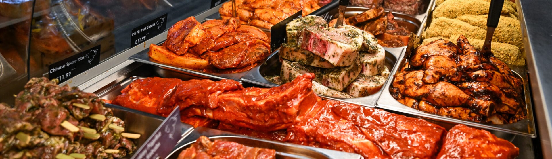 BBQ meat selection in a Herefordshire farm shop