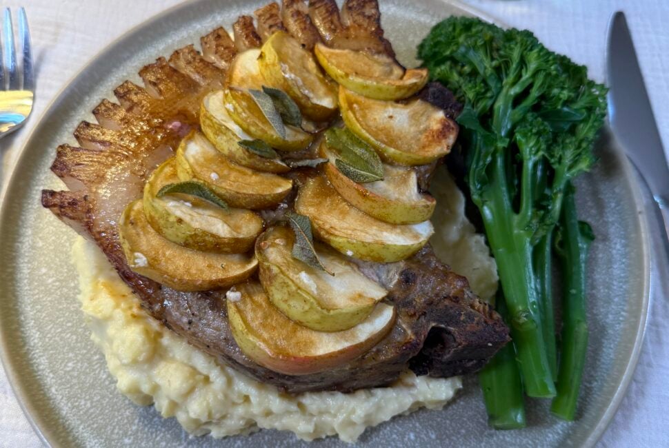 Herefordshire pork chops and a cider sauce