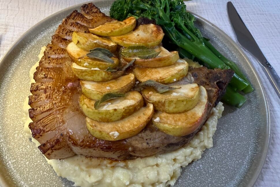Herefordshire pork chops and a cider sauce