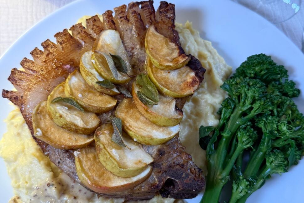 Herefordshire pork chops and a cider sauce